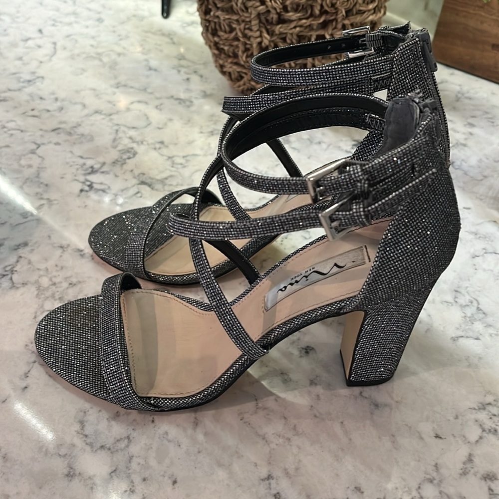 Elegant Silver Strappy Women's Heels